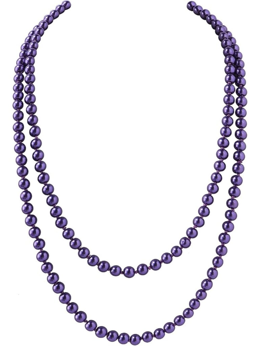 Women's Dark Purple Pearl Necklace 59 Inch Long Faux Pearl 1920s Flapper Choker